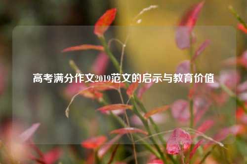 高考满分作文2019范文的启示与教育价值